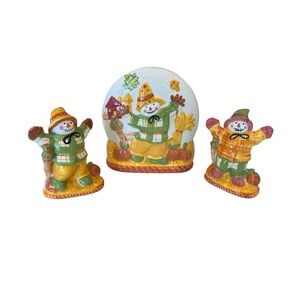 Kmart Be Thankful Scarecrow Napkin Holder Salt & Pepper‎ Shaker Set Fall Decor